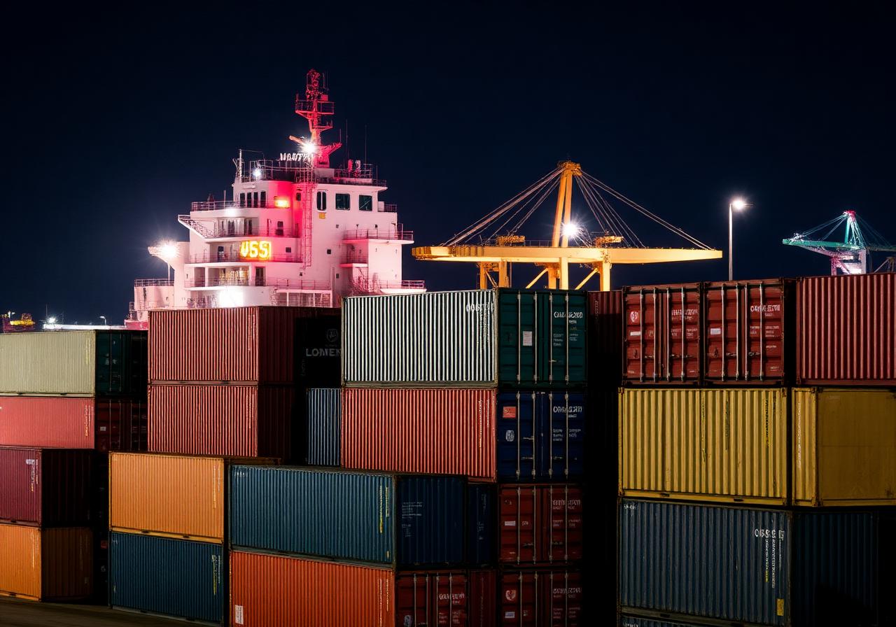 Stacked shipping containers at port