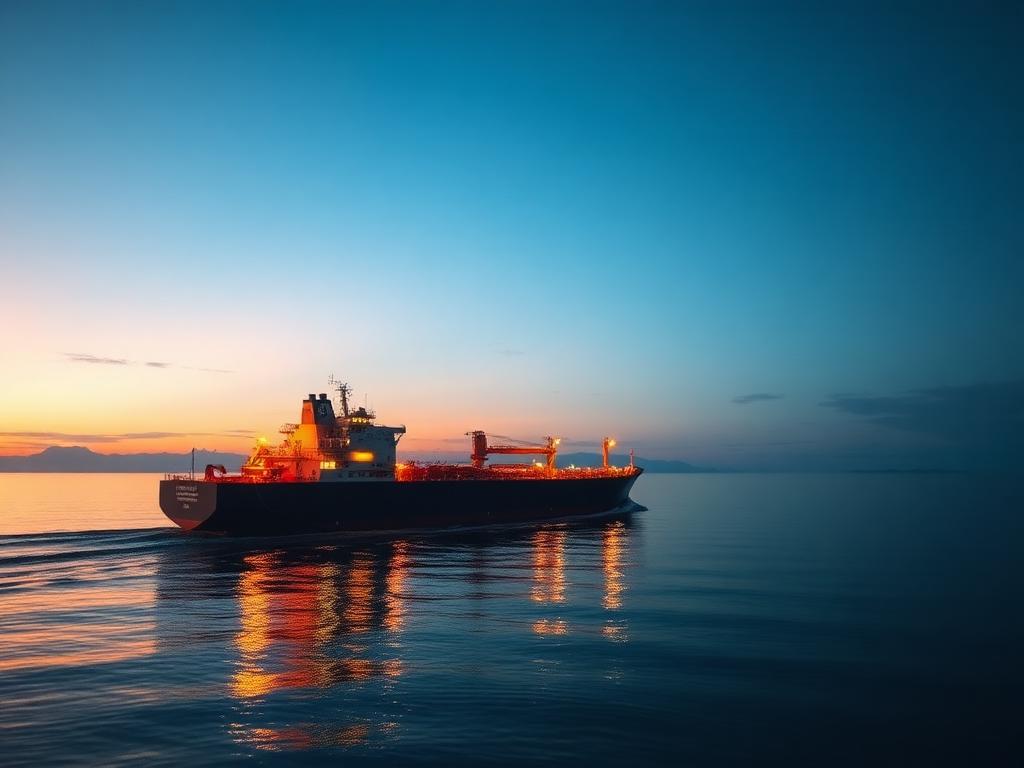 Tanker at dusk